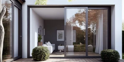 A Corpus Christi homeowner easily opening their smoothly gliding patio door after a roller and track repair.